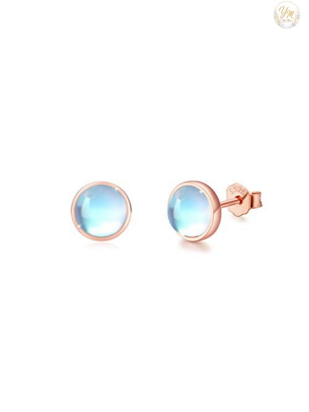 Synthetic Moonstone Stud Earrings Sterling Silver Hypoallergenic